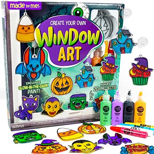 Made By Me; Made By Me Create Your Own Halloween Window Art, DIY Suncatcher Kit and Clings, Great Staycation or Sleepover Activity, Fun Group Activity, Arts and Crafts Set for Kids Ages 6, 7, 8, 9; Category:Halloween Papercrafting; Image:1